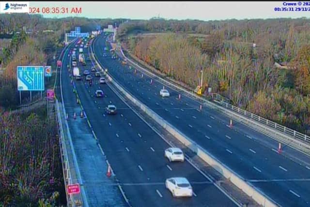 Westbound side approaching junction 9
