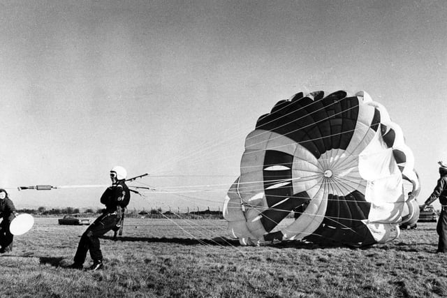 A new world record of 50 flights in three and a half hours was set at Portsmouth in February 1979 by Portsmouth Parascending Club Instructor Terry Martin of Cowplain. The News PP1073