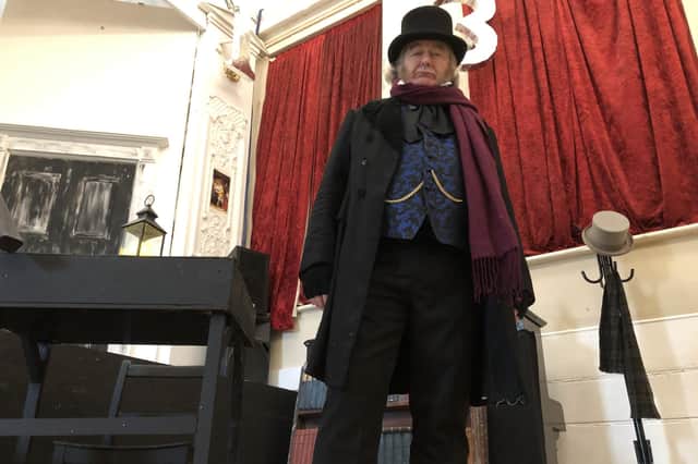 Tim Skelton as Ebenezer Scrooge at The Groundlings Theatre.