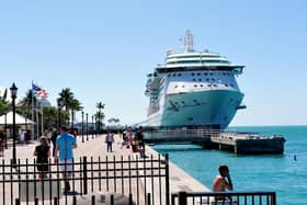Royal Caribbean's Brilliance of the Seas cruise ship is seen February 14, 2016 in the Port of Key West in Key West, Florida. Picture: KAREN BLEIER/AFP via Getty Images.