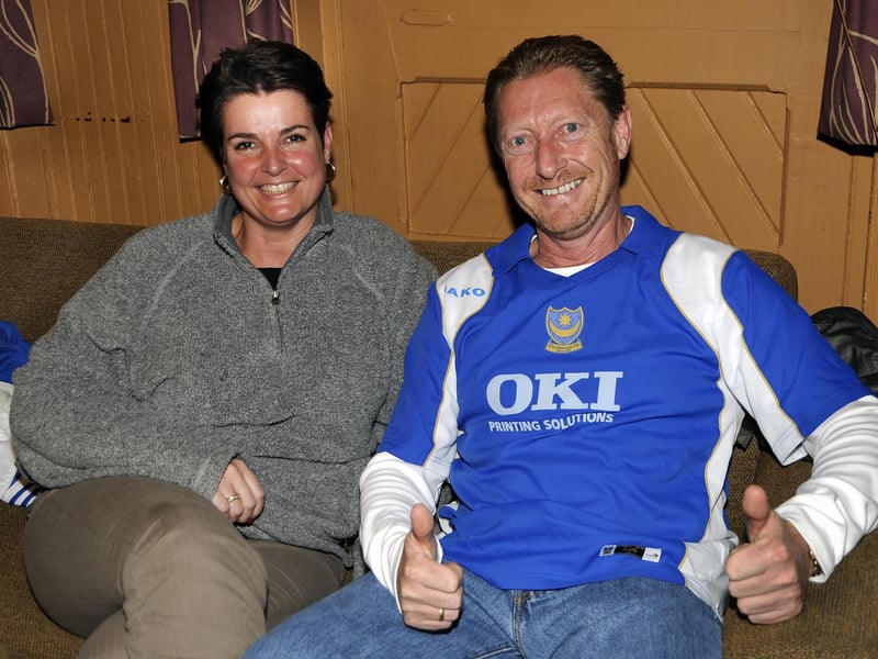 Nadine Sunderland and Kevin Browne watch Guimaraes v Pompey in The Festing Pub in 2008.