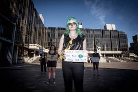 Portsmouth Extinction Rebellion marched to the civic offices to present a letter to Stephen Morgan and Penny Mordaunt asking them to put pressure on the government about climate change action on 25 June 2020.

Pictured: Selma Heimedinger outside Portsmouth Guildhall.

Picture: Habibur Rahman