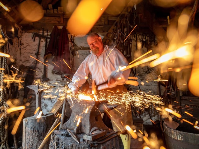 The blacksmith at Little Woodham Living Village in Gosport. Picture: Mike Cooter (060424)