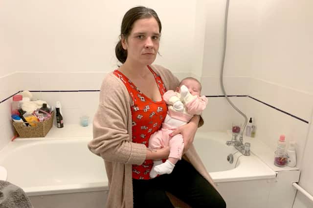 Zoey Tauqir and her daughter Lucy, from Southsea, have been left without hot water in their bathroom since October.