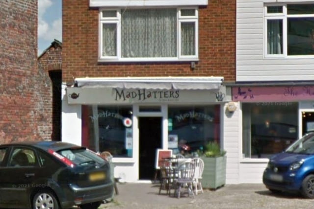 The Mad Hatters Tea Room and Gift Shop in 232B Sea Front, Hayling Island - near Beachlands Funfair - has a rating of 5.0 based on 427 reviews. One reviewer writes: "Visited during family weekend on Hayling Island. Staff super friendly, good food, enormous latte cups."