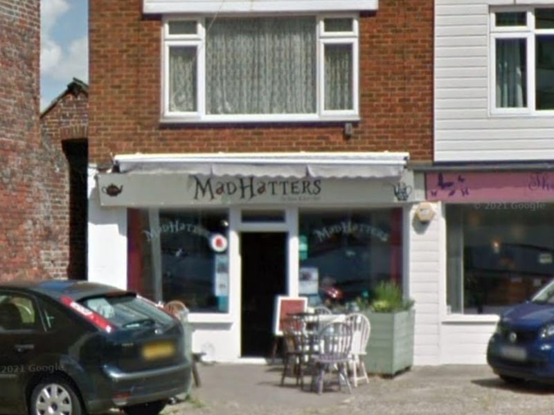 The Mad Hatters Tea Room and Gift Shop in 232B Sea Front, Hayling Island - near Beachlands Funfair - has a rating of 5.0 based on 427 reviews. One reviewer writes: "Visited during family weekend on Hayling Island. Staff super friendly, good food, enormous latte cups."