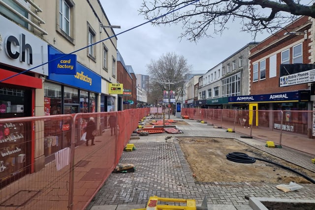 Construction underway in Commercial Road, Portsmouth City Centre, on Tuesday February 6.