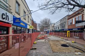 Construction underway in Commercial Road, Portsmouth City Centre, on Tuesday February 6.
