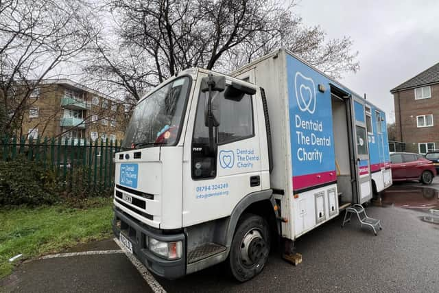 The mobile dental clinic.