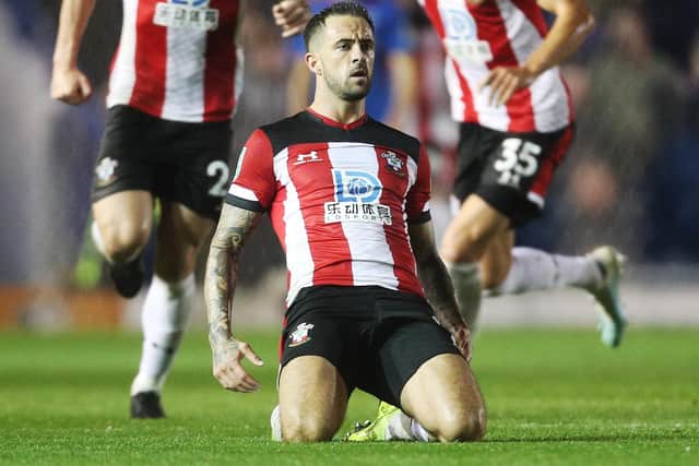Danny Ings after scoring against Pompey for Saints in the third round of the Carabao League Cup on September 24, 2019. Picture: PinPep Media/Joe Pepler