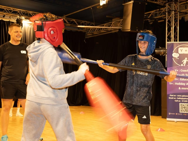 Y+ Youth Services are running an HAF Programme, sponsored by Portsmouth City Council at Portsmouth Guildhall, for kids between 11-16 with Gladiator themed activities. Pictured - Kids enjoying the activities on offer from Y+.