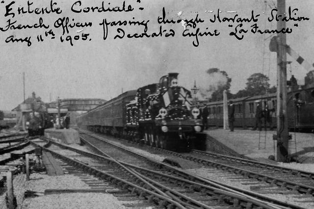 Entente Cordiale. In 1905 the French Fleet visited and officers travelled to London in a specially decorated train. Picture: Barry Cox postcard collection