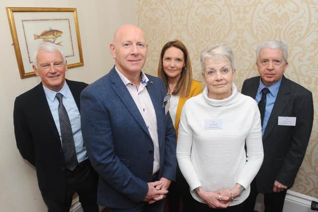 Front, Verity's husband and founder of Verity's Gift, George 'Topsy' Turner, with Verity's mum and committee member June Powell with back, from left, Brian Whittle, chairman, Christina Novis, treasurer and Graham Steel, committee member. Picture: Sarah Standing (120320-7187)