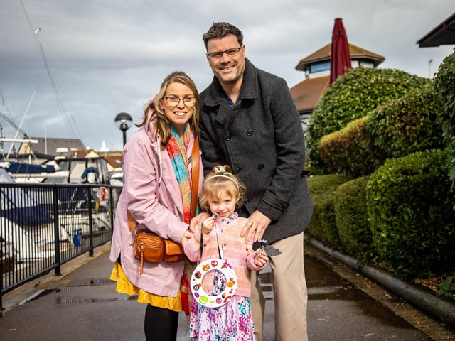 People flocked to Port Solent on Thursday to enjoy the half term entertainment, including arts and craft, face painting and magic shows.Pictured - Eames Family from Drayton, with daughter Verity, 4Photos by Alex Shute
