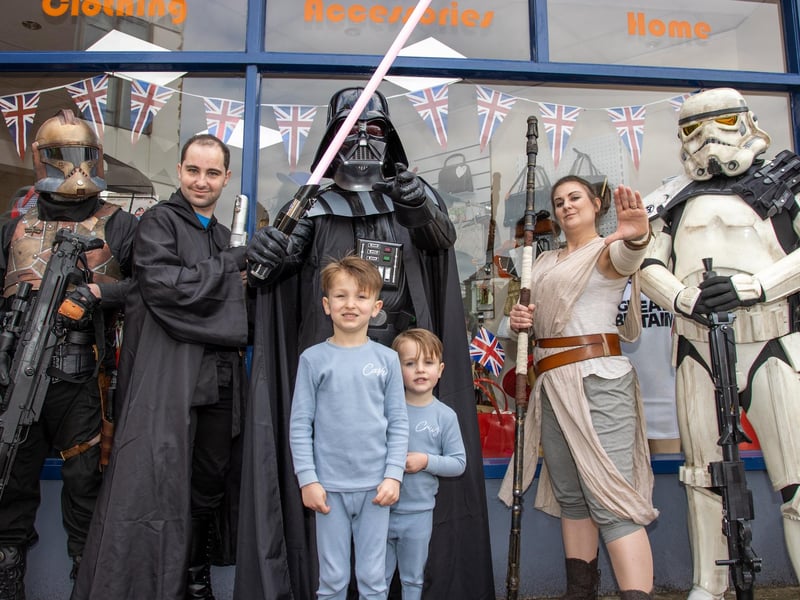 Star Wars day was celebrated in full force on Thursday afternoon at Vanguard Comics with characters from the movies posing for photos with fans.
Pictured - Cash, 5 and Cruz Croft, 3 from Portchester
Photos by Alex Shute