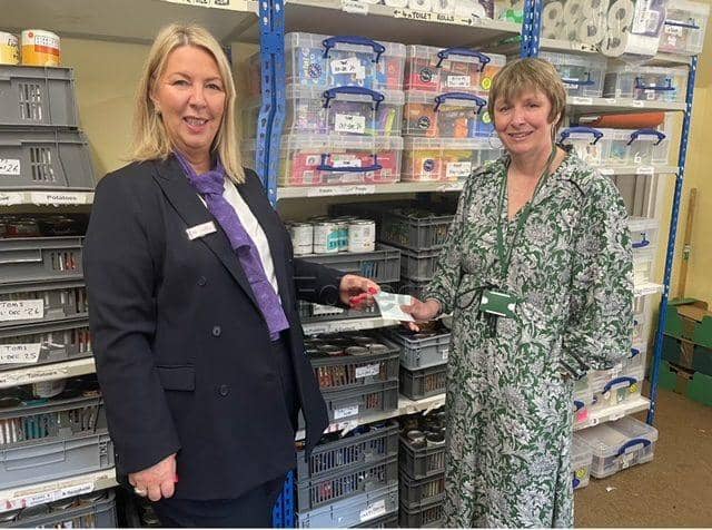 Janine Glanville, Taylor Wimpey Southern Counties (left), and Joanne Kondebeka, Chichester Foodbank