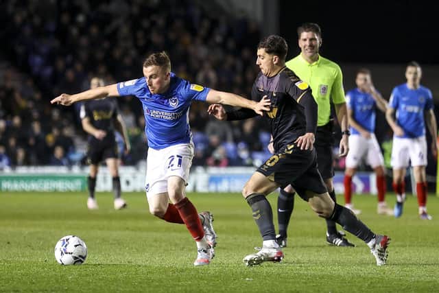 Pompey failed in their appeal over Joe Morrell's red card against Oxford United. Picture: Robin Jones