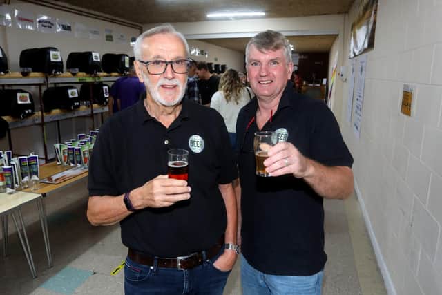 The Wickham Beer Festival taking place at The Wickham Centre in Wickham.
Pictured is from left, organisers Gary Martin and Mike Betts.
Picture: Sam Stephenson