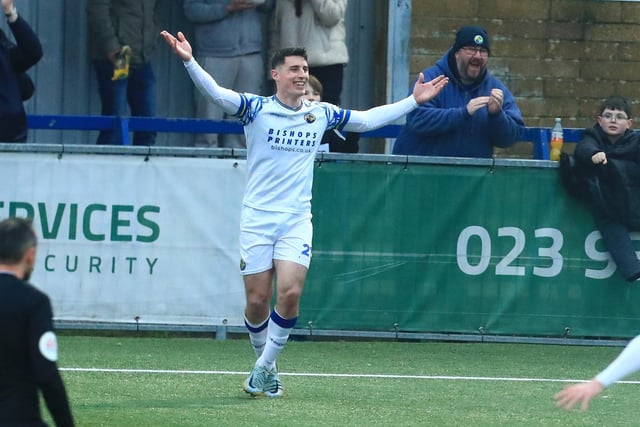 James Roberts celebrates after scoring direct from a free-kick. Picture by Dave Haines