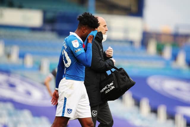 Ellis Harrison is among a number of Pompey players who have collected muscle injuries in recent times. Picture: Joe Pepler