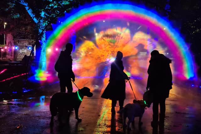 We Shine Portsmouth 

Pretty rainbow art water feature in Victoria Park
Picture: Alex Yorke


More about the artist here for the rainbow feature here:

https://www.weshineportsmouth.co.uk/artists/benjamin-clegg-mandala-creative/