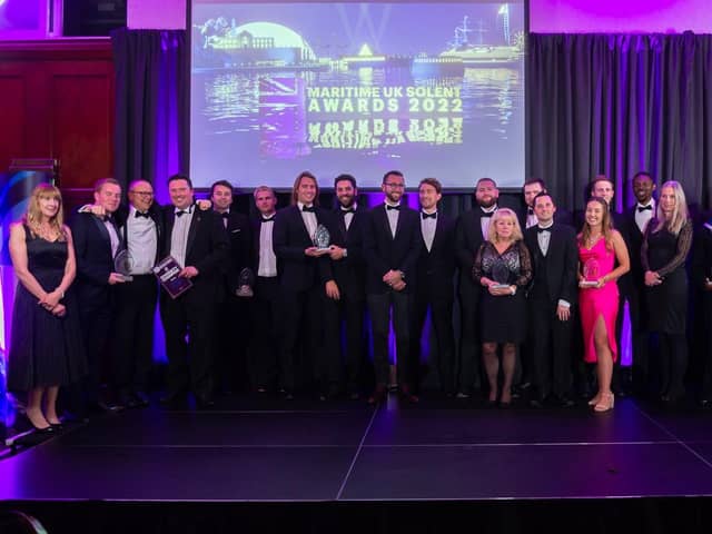 Winners gather on stage at last year's inaugural Maritime UK Solent Awards. Picture: Maritime UK Solent