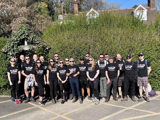 L-R: Ellie Harris, Colin Spooner, John Pagni, Cam Geddes, Mark Stroud, Laura Whelton, Ian Smith, Lana Turnbull, Matt Aitken, Cheyenne Wylie, Kirsten Groves, Tina Christison, Rob Grierson, Chris Evans, Liv Cook, Aaron Maine, Jason Lucas, James Melly, James Saukinsey, Ben Grisenthwaite, Adam Cheshire from the Whiteley Specsavers office.