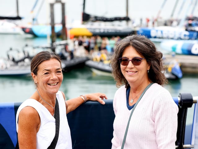 Caroline Burton and Sandra Laithwaite at The Ocean Race's Fan Day. Picture: Chris Moorhouse (160825-05)