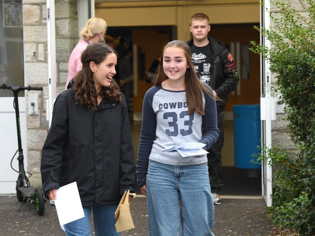 GCSE exam results day at King's Academy Bay House in Gosport, Hampshire - 22/08/24.L-R Tilly Baldock 16 and Amelia Claridge 16Please credit: Paul Jacobs/pictureexclusive.com