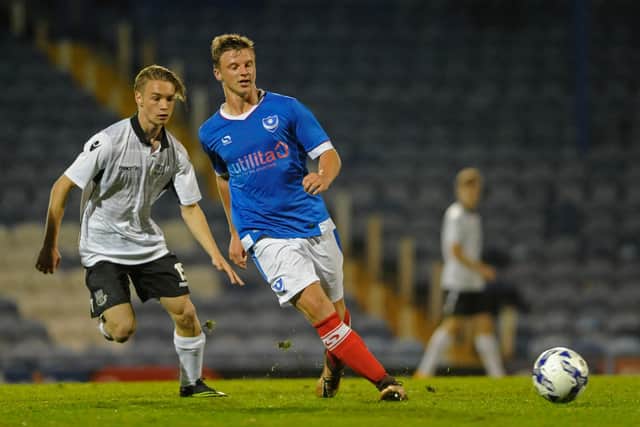 Sam Woodward, seen here in action for Pompey Academy, netted Stoneham's winner at Baffins Milton Rovers in the FA Cup. Picture Ian Hargreaves