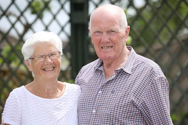 Rita  and John Porter are celebrating the end of a 13 month dispute with Staysure Insurance after they called on Streetwise to settle a claim resulting from the sudden introduction of lockdown restrictions at their rented Spanish holiday home. They are pictured in their garden in Waterloovile
Picture: Chris Moorhouse