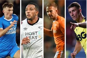 From left to right: Peterborough’s Harrison Burrows, Derby County’s Nathaniel Mendez-Laing, Blackpool’s Jordan Rhodes and Oxford’s Cameron Brannagan all make the League One team of the season so far.