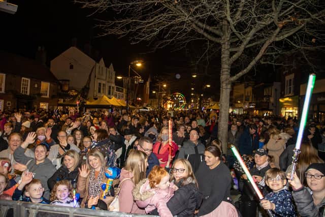 Locals turned out to see the Christmas lights turned on in Fareham. Photos by Alex Shute