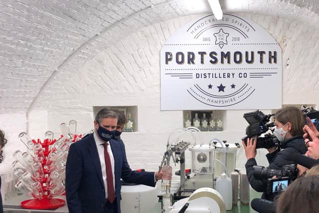 Sir Keir Starmer during his visit to The Portsmouth Distillery in Fort Cumberland this week. Picture: Richard Lemmer