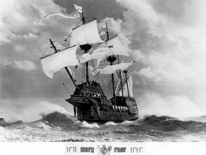 A fantastic illustration of the Royal Navy Flagship The Mary Rose at sea