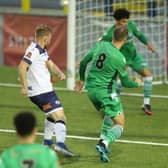 Tommy Wright scores Hawks' winner against Oxford City. Picture: Dave Haines.