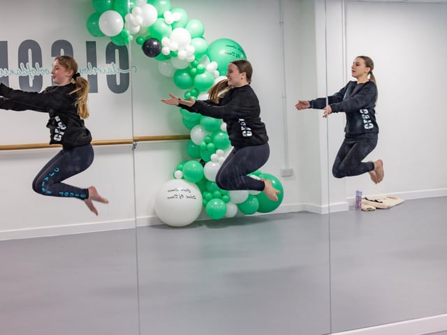 Gabrielle Kay (12), Hermione Frost (17) and Chloe Frost (13) at the Claire Louise School of Dance in Waterlooville. Picture: Mike Cooter (301124)