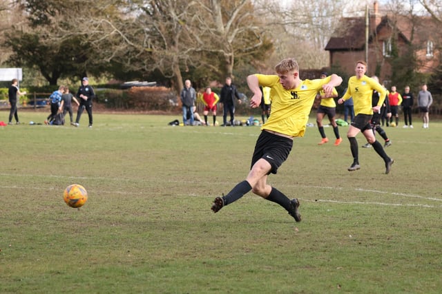 Jordan Shuttleworth scores Burrfields' third goal late on. Picture by Kevin Shipp