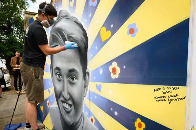 Pictured is: MurWalls create a mural in tribute Josh.
Picture: Keith Woodland
