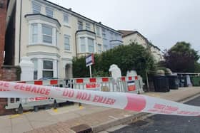 An exterior wall collapsed at the converted Southsea house in Victoria Road South.

Pic Habibur Rahman