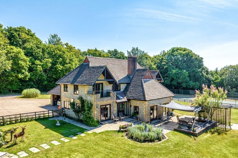 The listing says: "The High Hurlands estate occupies a magnificent position approximately 400 ft above sea level. The land, which extends to approximately 55.3 acres in total, sweeps towards the South with resplendent panoramic views over the surrounding countryside and the South Downs."