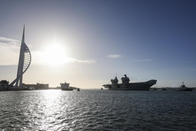 HMS Prince of Wales returning from her deployment in the USA on December 11, 2023.