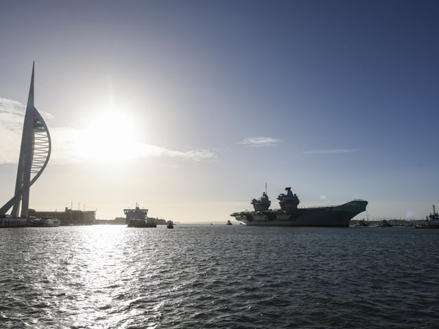 HMS Prince of Wales returning from her deployment in the USA on December 11, 2023.