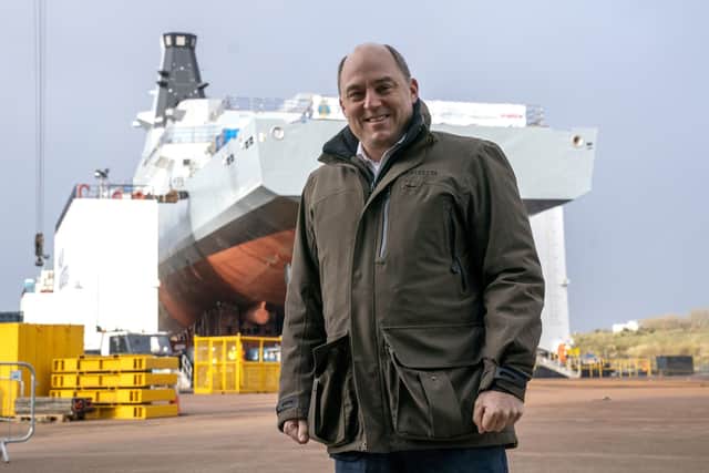 Defence secretary Ben Wallace during a visit to BAE Govan shipyard in Glasgow, to see the builds of the first three Type 26 Frigates, including HMS Glasgow. Picture: Jane Barlow/PA Wire