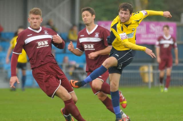 Dan Wooden in action during his first spell at Gosport against Chelmsford City in October 2013. Pic Mick Young