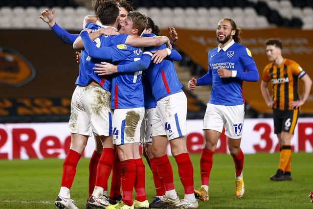 Pompey's victory at Hull put them on top of League One at Christmas - for the second time in three seasons. Picture: Daniel Chesterton/phcimages.com