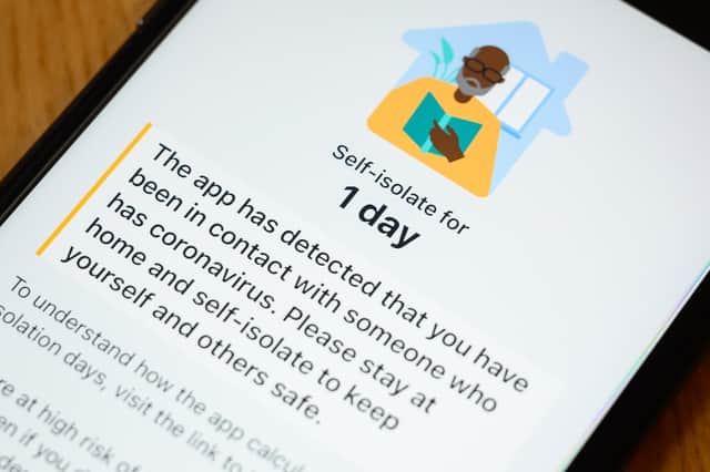 An alert on the official NHS Covid-19 Test and Trace app. Picture: Getty Images.