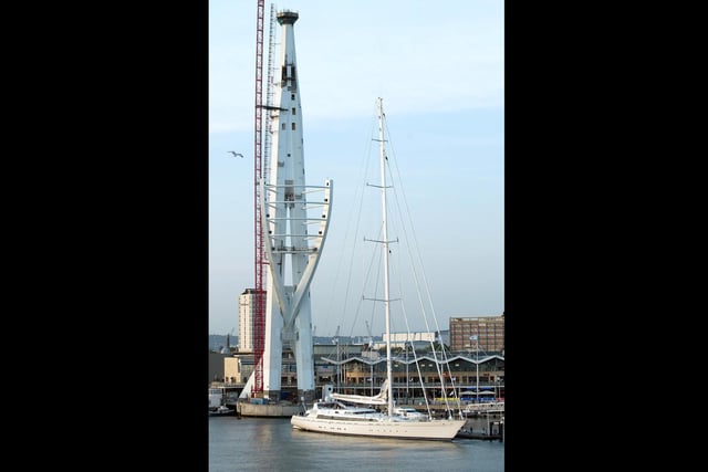 The Spinnaker Tower taking shape at Gunwharf Quays in Portsmouth on 27th May, 2004. PA Photo: Chris Ison.