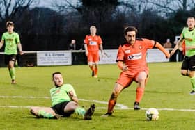 Rob Evans, right, was on target as AFC Portchester eased into the preliminary qualifying round of the FA Cup against Sandhurst. Picture: Keith Woodland