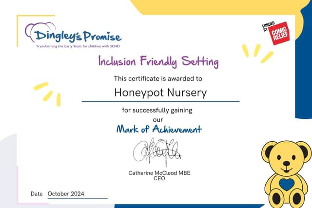 The Dingley's Promise Mark of Achievement certificate